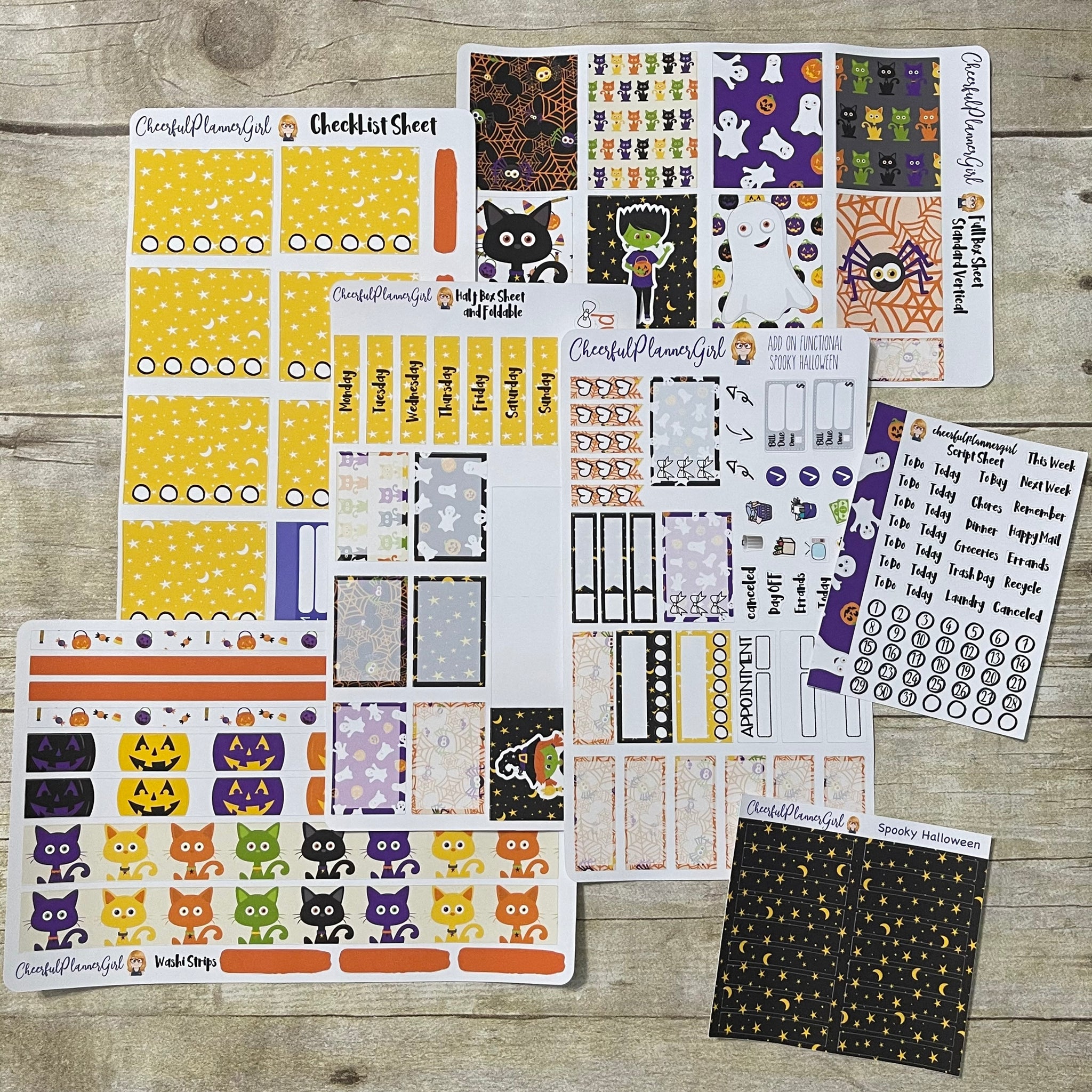 Spooky Halloween Standard Vertical Full Kit Weekly Layout Planner Stickers