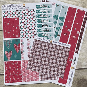 A Very Pink Christmas Mini Kit Weekly Layout Planner Stickers