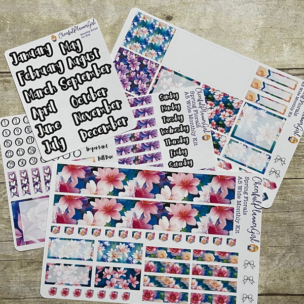 Spring Florals Monthly Layout kit for A5 Wide Planners