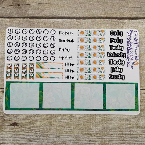 Luck of The Irish Monthly Layout Kit for Penny Pages A5 Wide Planners