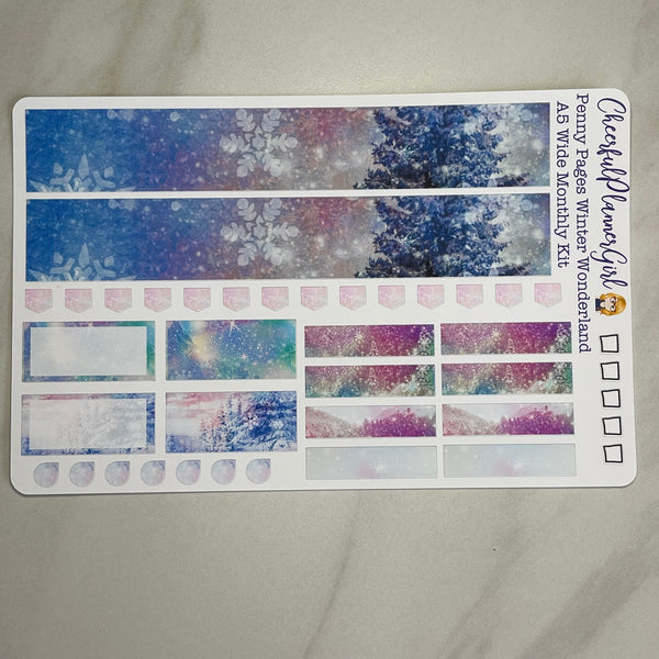 Winter Wonderland Monthly Layout Kit for Penny Pages A5 Wide Planners