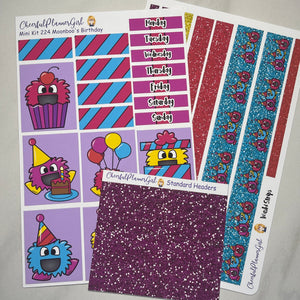 Happy Birthday MoonBoo Mini Kit Weekly Layout Planner Stickers