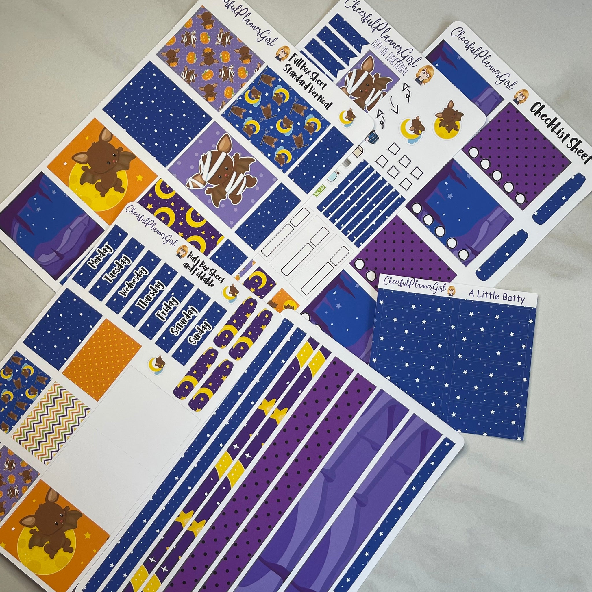 A Little Batty Standard Vertical Full Kit Weekly Layout Planner Stickers Halloween Bat