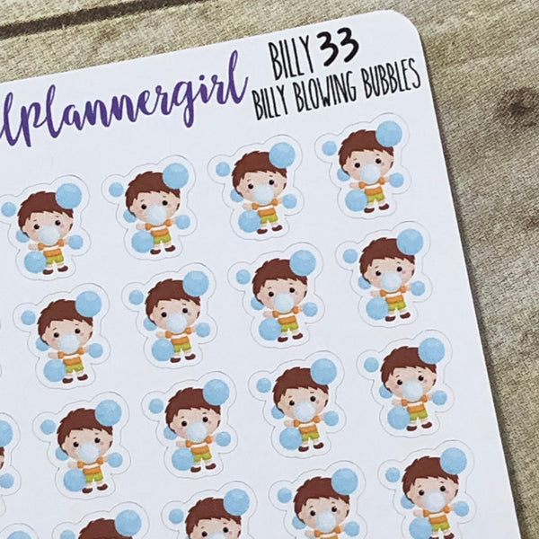Billy Blowing Bubbles Planner Stickers