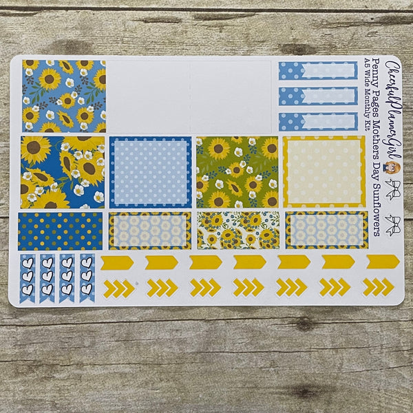 Mothers Day Sunflowers Monthly Layout Kit for Penny Pages A5 Wide Planners