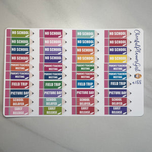 School Pencils with Scripts for School Year Planner Stickers