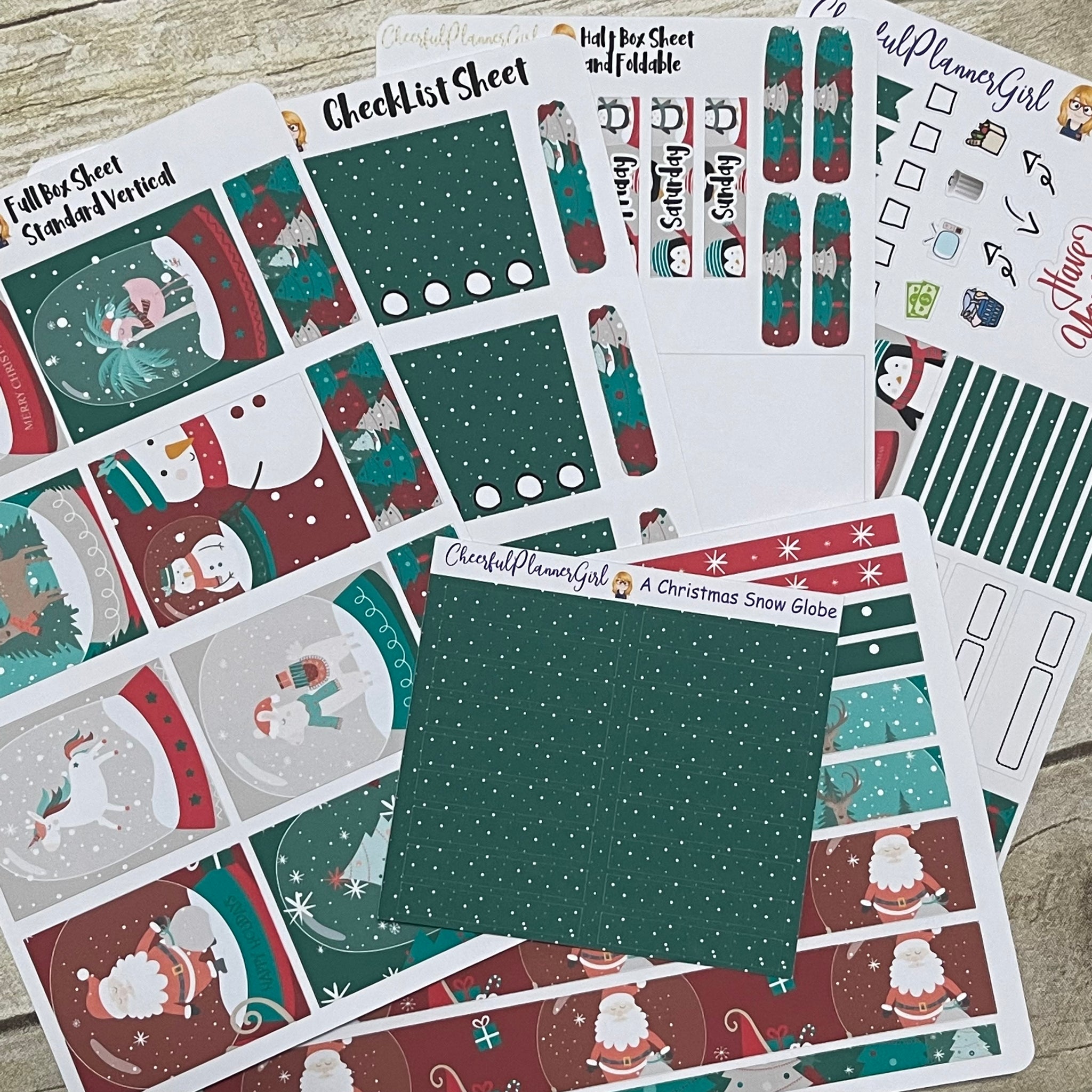 A Christmas Snow Globe Standard Vertical Full Kit Weekly Layout Planner Stickers