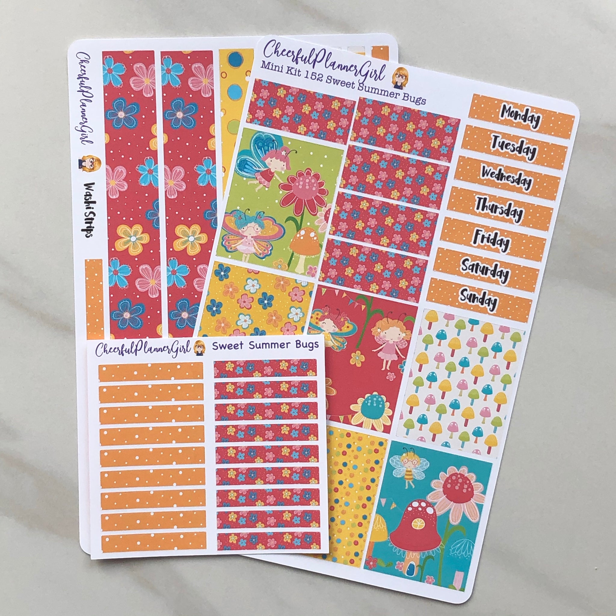 Sweet Summer Bugs Mini Kit with Extras Weekly Layout Planner Stickers