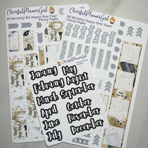 Happy New Year Monthly Layout Kit for Penny Pages B6 Planner