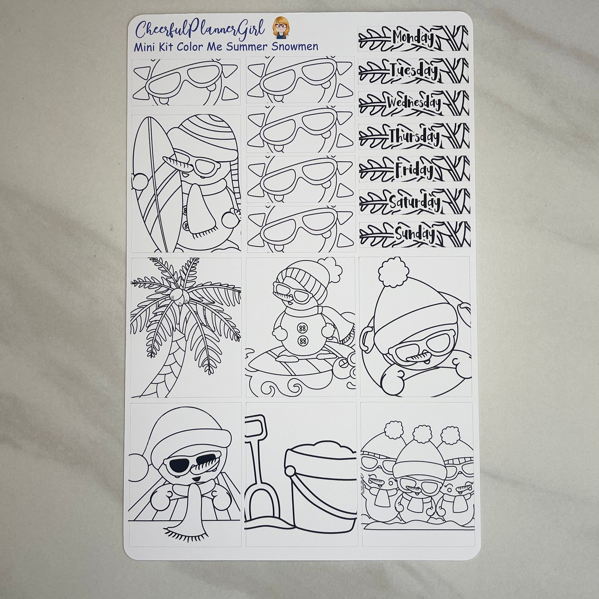 Color Me Vacation Snowmen Mini Kit Weekly Layout Planner Stickers Christmas