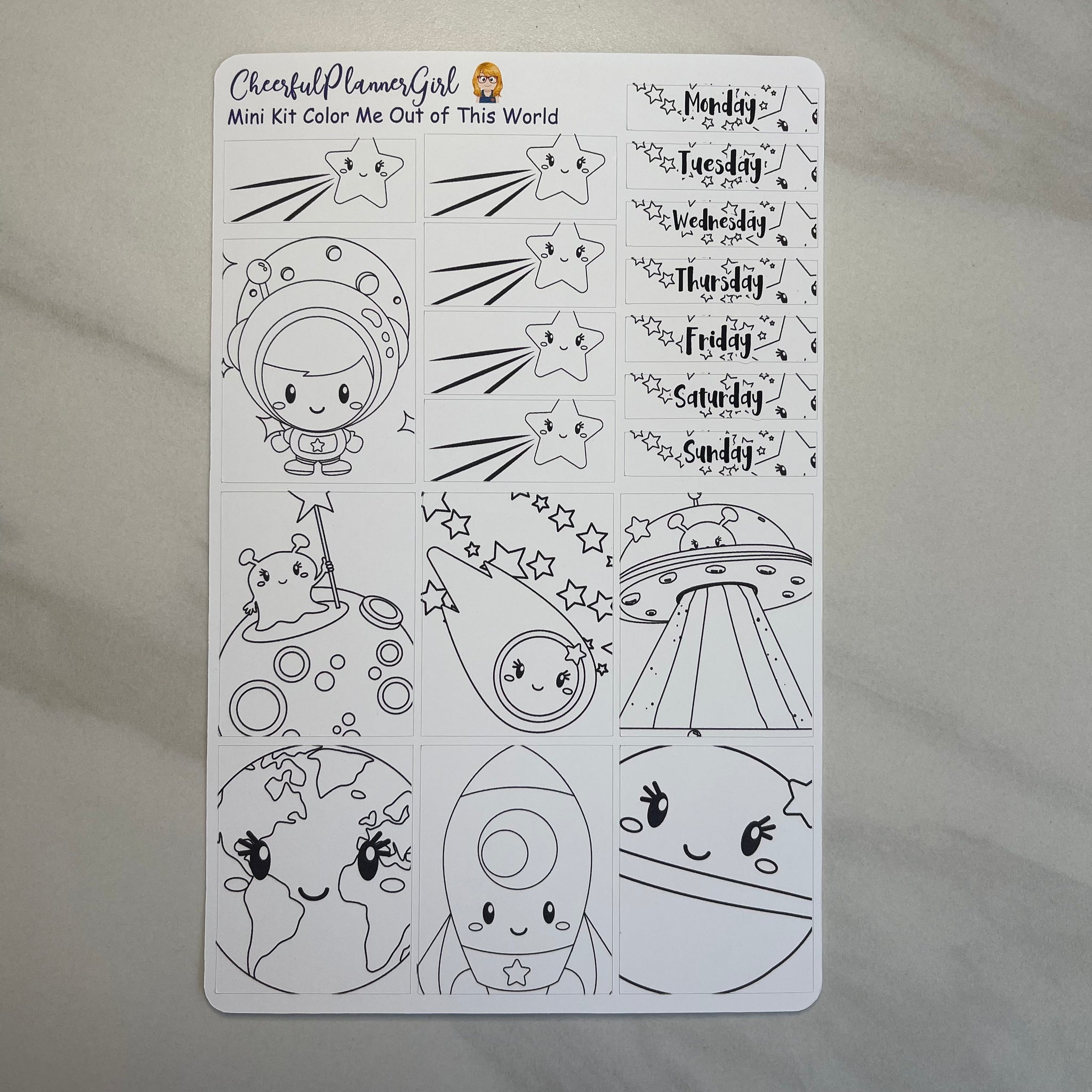 Color Me Out of This World Mini Kit Weekly Layout Planner Stickers