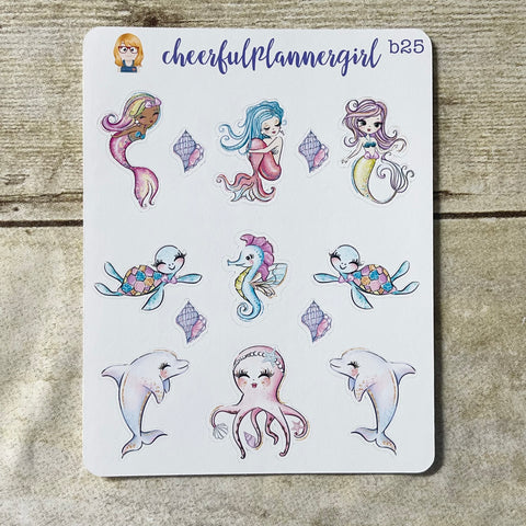 Mermaid Deco Planner Stickers
