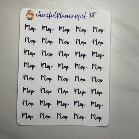 Mop Cursive Script Planner Stickers