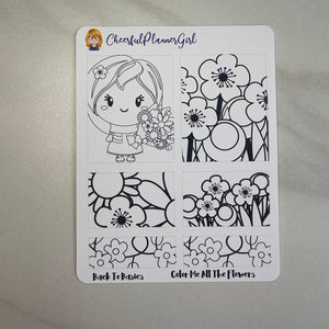 Color Me All The Flowers Planner Stickers Back to Basics