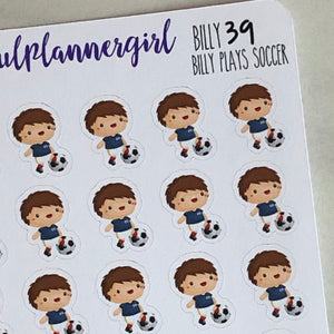 Billy Plays Soccer Planner Stickers