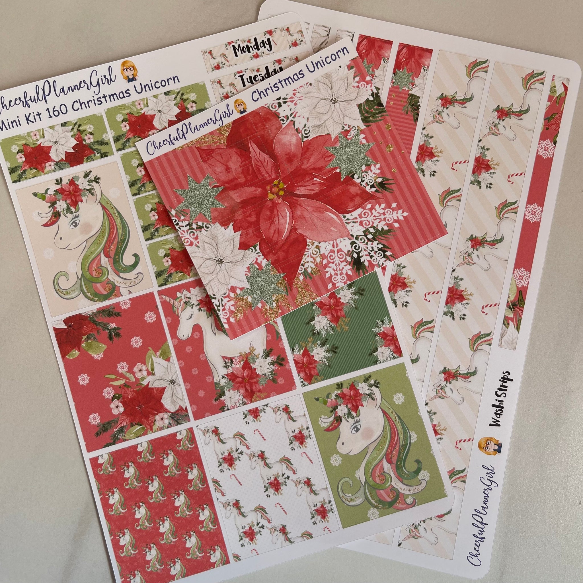 Christmas Unicorn Mini Kit Weekly Layout Planner Stickers