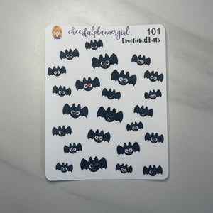 Emotional Bats Planner Stickers Hand Drawn Shop Exclusive Fall Halloween