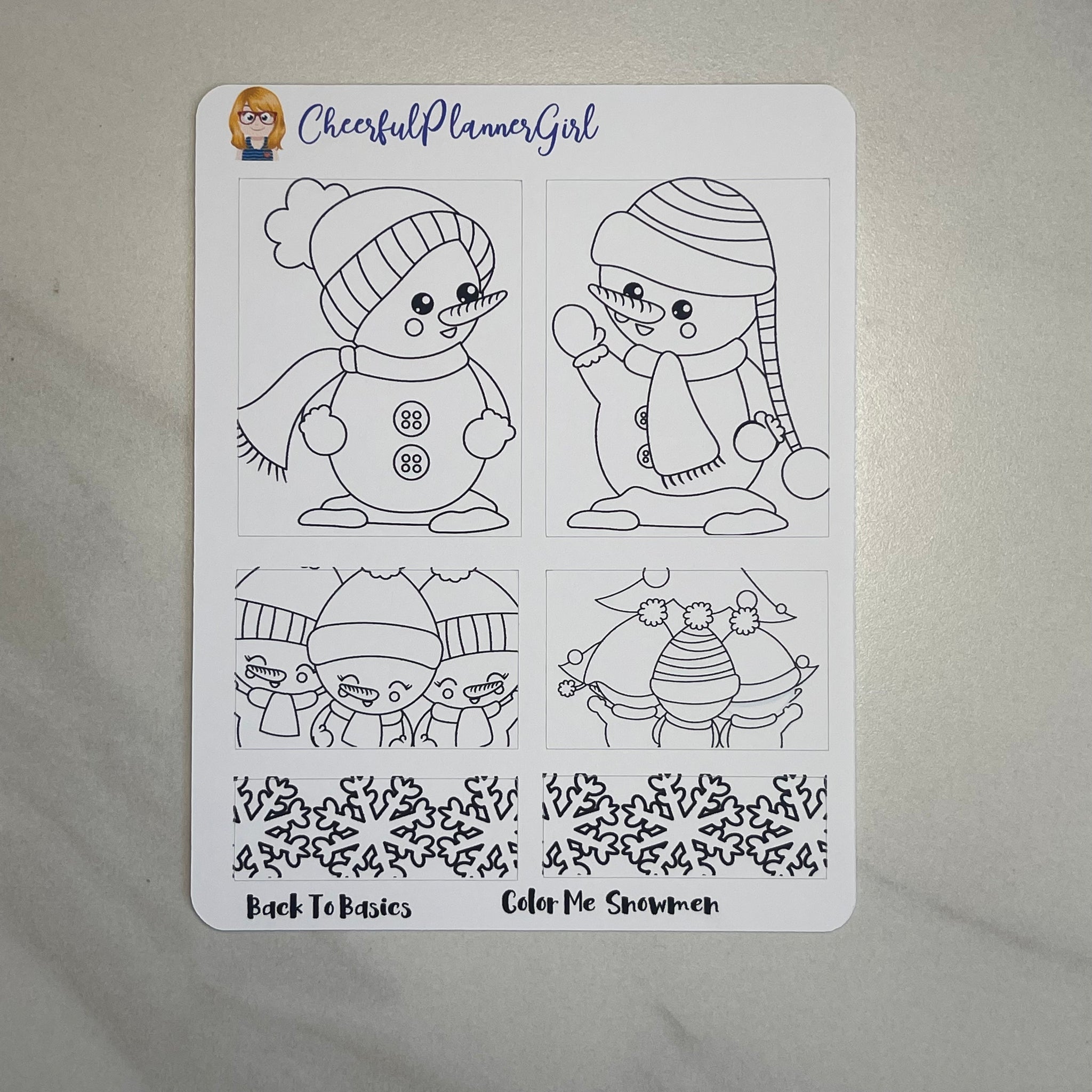 Color Me Snowmen Planner Stickers Back to Basics Christmas