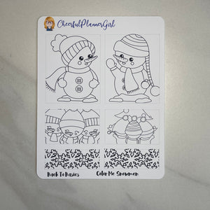 Color Me Snowmen Planner Stickers Back to Basics Christmas