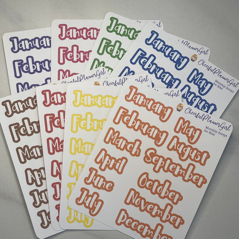 Pick Your Color Monthly Scripts Planner Stickers