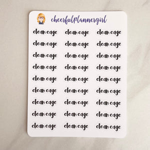 Clean Cage Stickers Script Planner Stickers