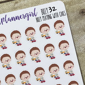 Billy Playing with Cars Planner Stickers
