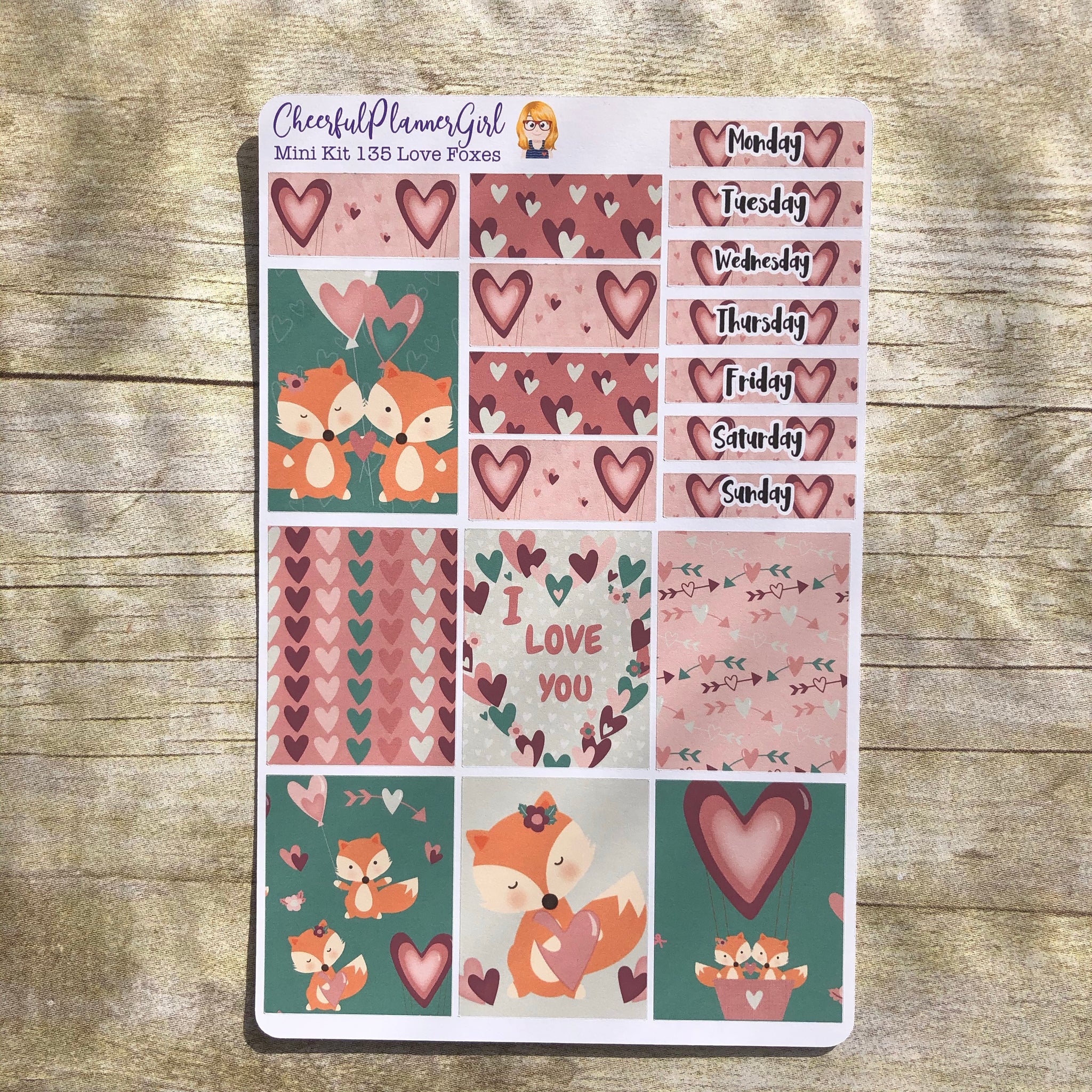 Love Foxes Mini Kit Weekly Layout Planner Stickers
