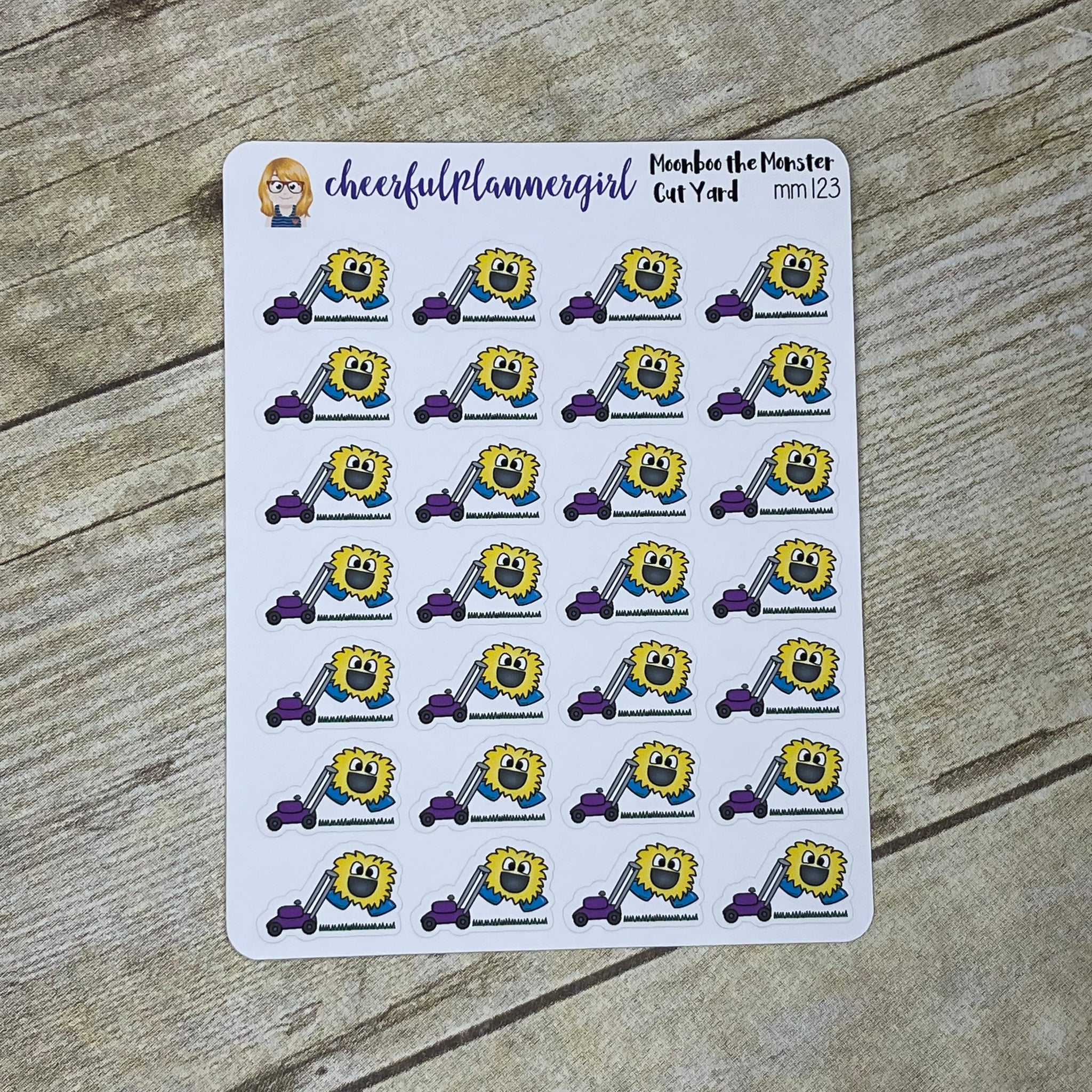 Cutting the Grass Moonboo the Monster Planner Stickers Mow the Lawn Yard Work