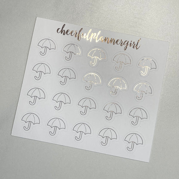 Rose Gold Foiled Umbrella Planner Stickers Rain