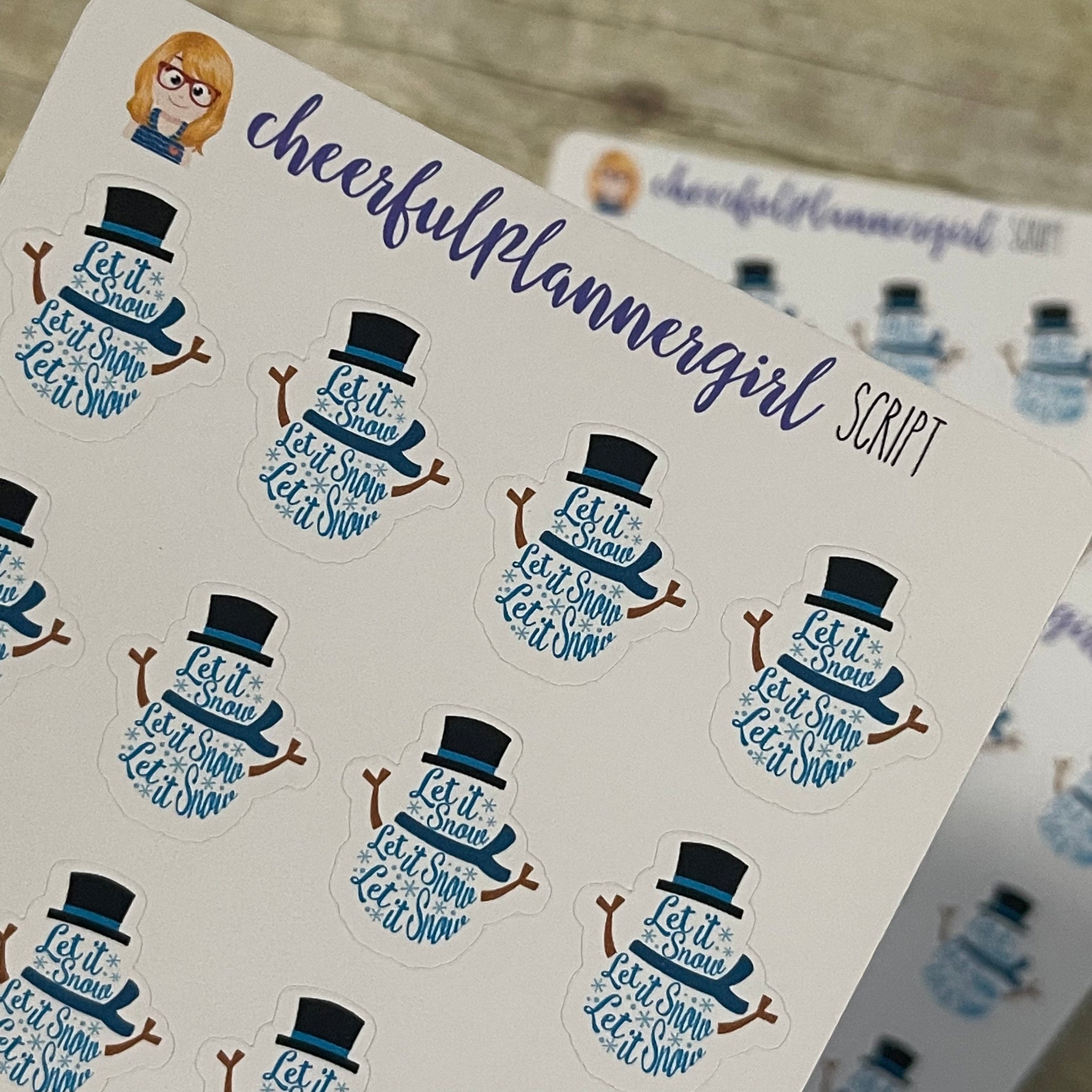 Let It Snow Script with Snowman Planner Stickers