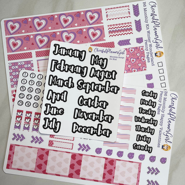 Happy Valentines Monthly Layout Kit for Penny Pages B6 Planner