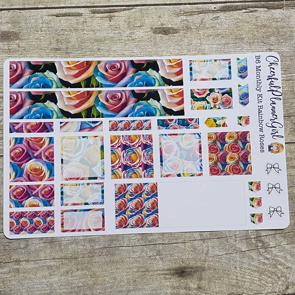 Rainbow Roses Monthly Layout Kit for B6 Planners