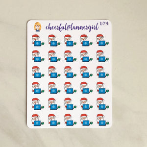 Santa on Laptop Work From Home Planner Stickers