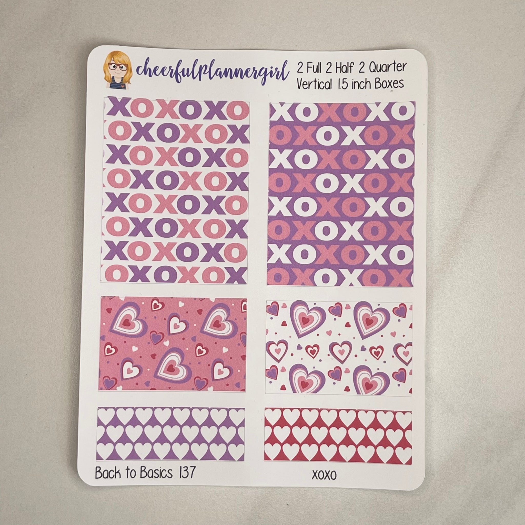 XOXO Planner Stickers Love Valentines Back to Basics