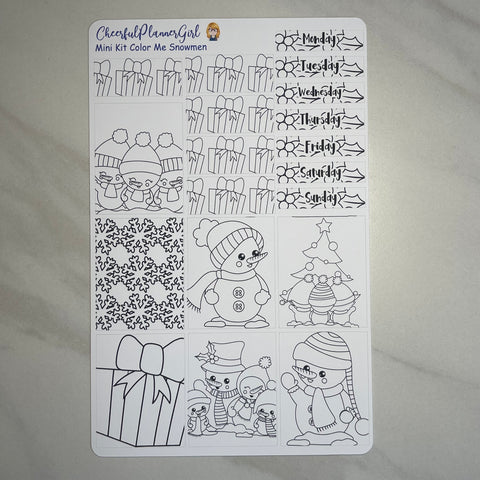 Color Me Snowmen Mini Kit Weekly Layout Planner Stickers Christmas