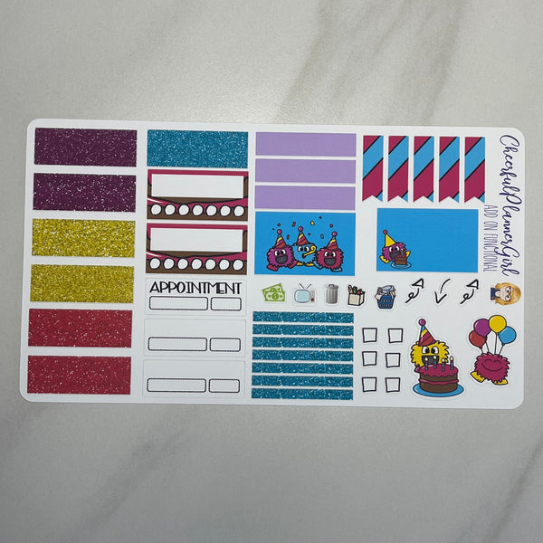 Happy Birthday MoonBoo Standard Vertical Full Kit Weekly Layout Planner Stickers
