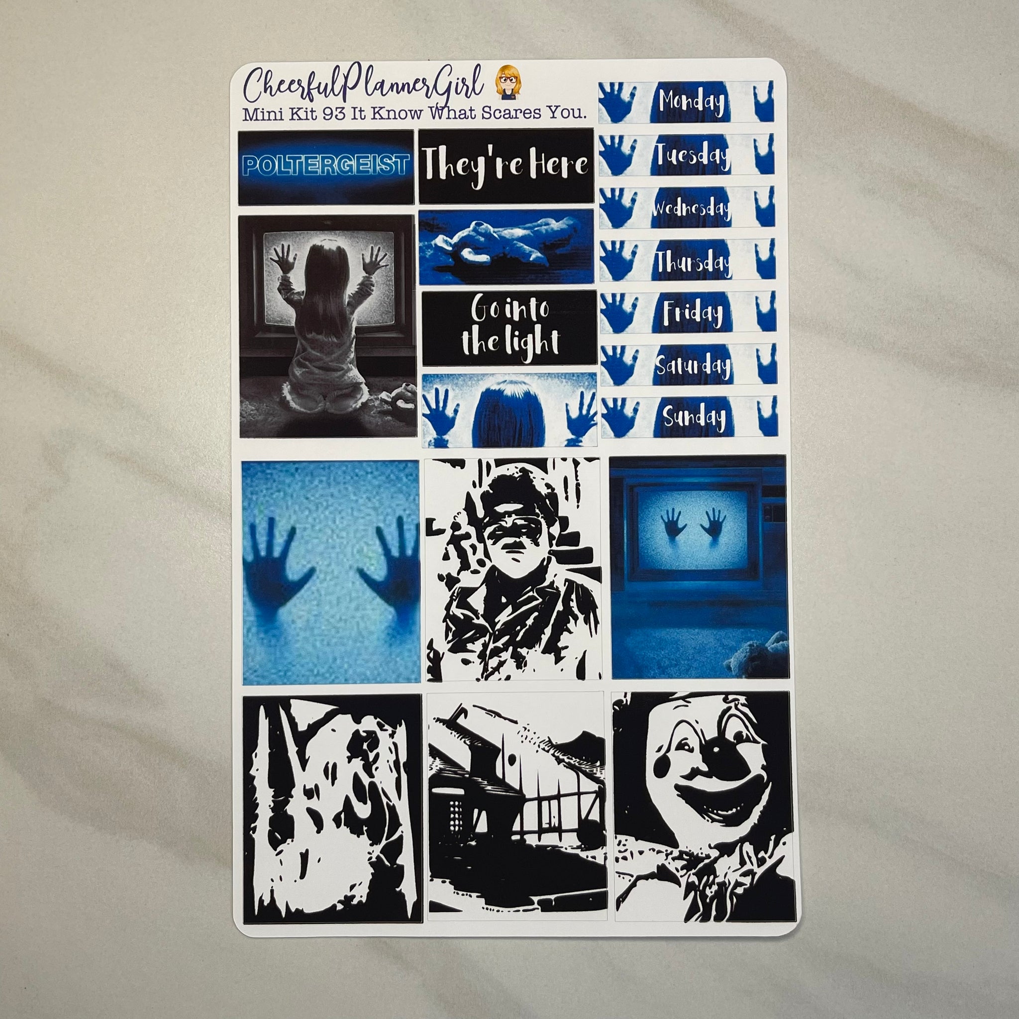 It Knows What Scares You Mini Kit Weekly Layout Planner Stickers