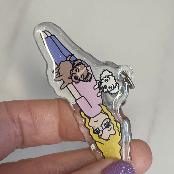 Acrylic Keychain Featuring Character Anna Nope with 2 Dogs