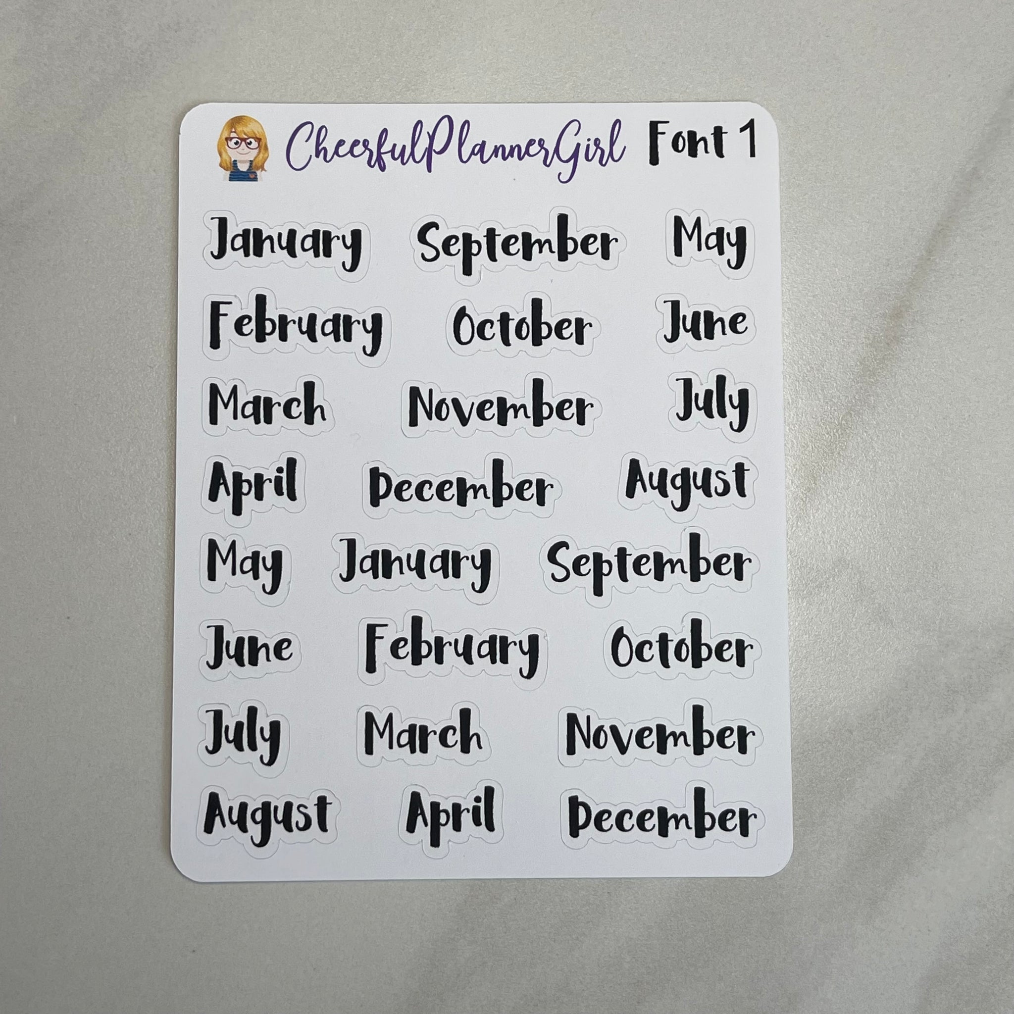Months Script Planner Stickers