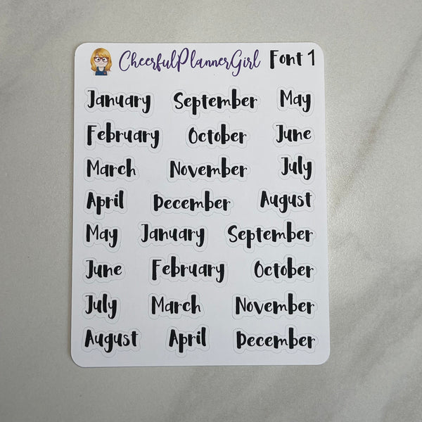 Months Script Planner Stickers
