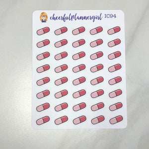 Single Pill Half Inch Icon Planner Stickers
