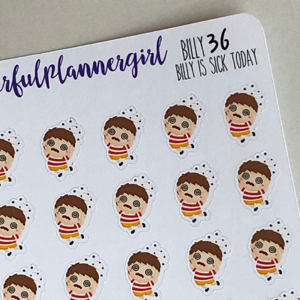 Billy is Sick Today Planner Stickers