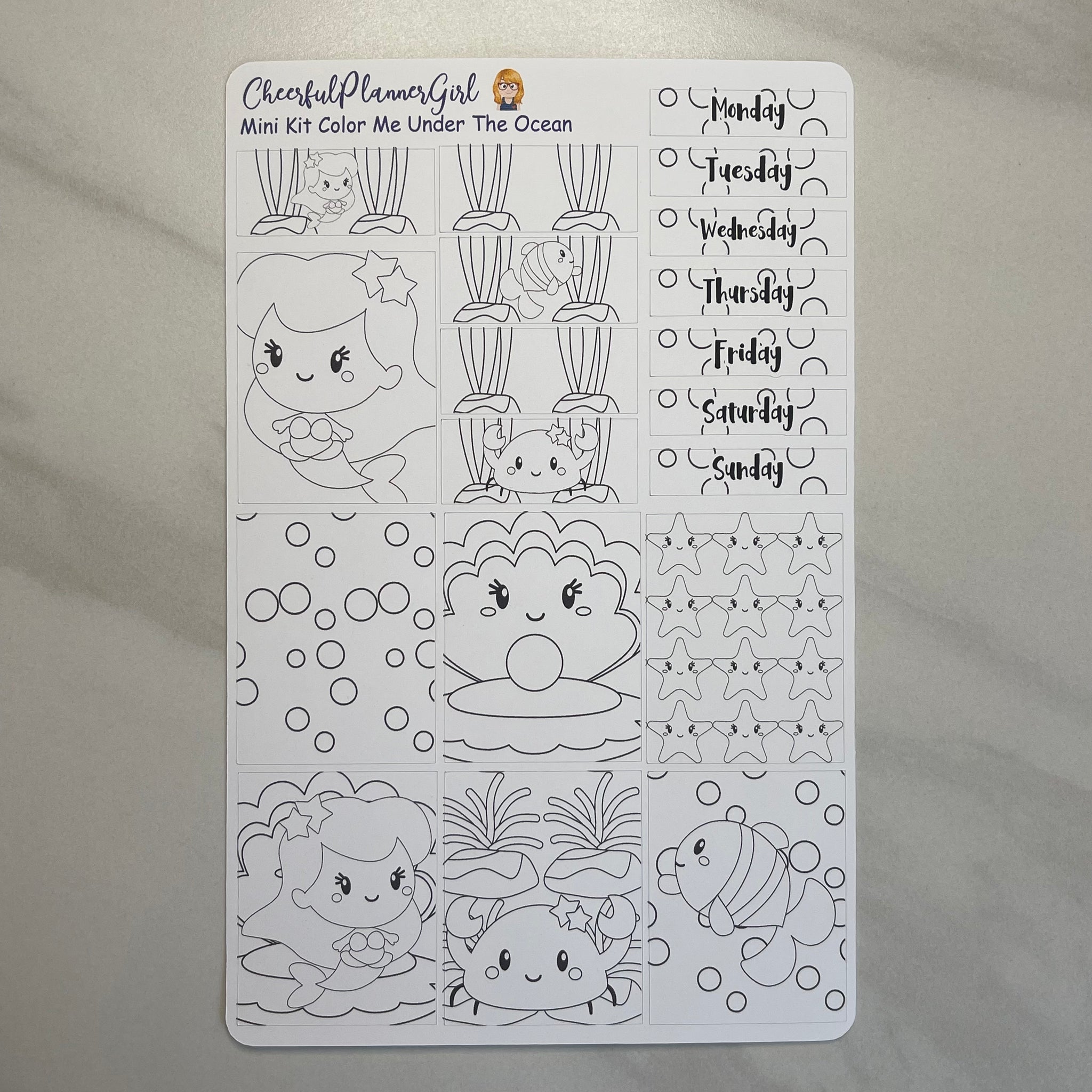 Color Me Under the Ocean Mini Kit Weekly Layout Planner Stickers