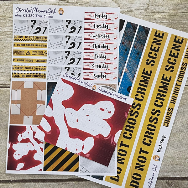 True Crime Mini Kit Weekly Layout Planner Stickers