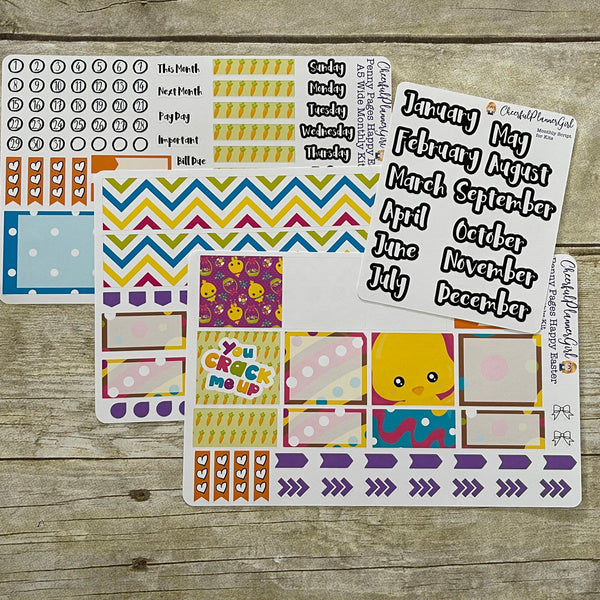 Happy Easter Monthly Layout Kit for Penny Pages A5 Wide Planners