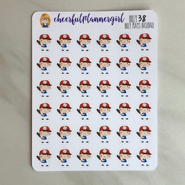 Billy Plays Baseball Planner Stickers
