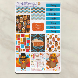 Happy Thanksgiving Mini Kit Weekly Layout Planner Stickers