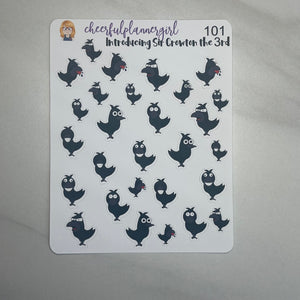 Sir Crowton the 3rd Emotions Planner Stickers Hand Drawn Shop Exclusive Crow Fall Halloween