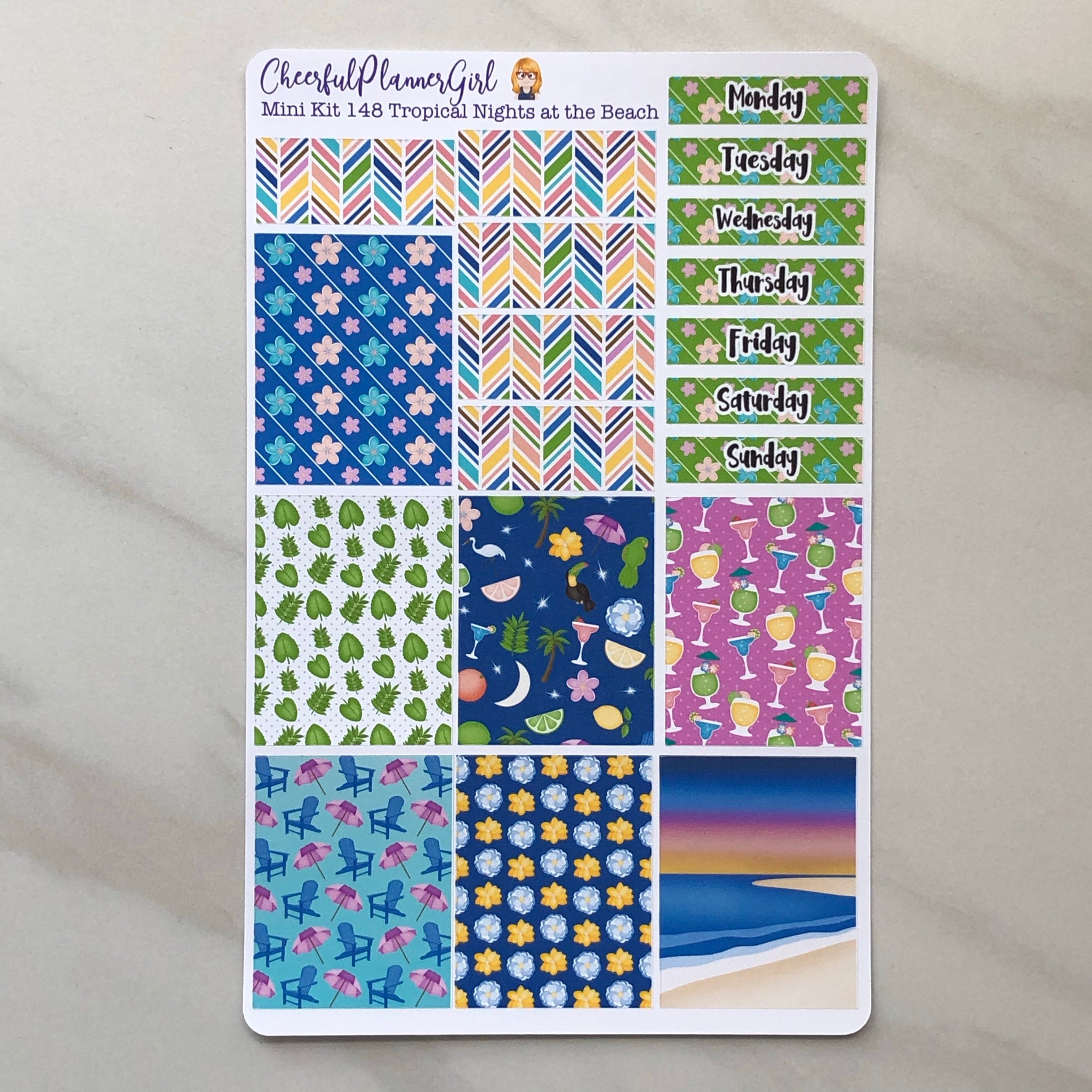 Tropical Nights at the Beach Mini Kit Weekly Layout Planner Stickers