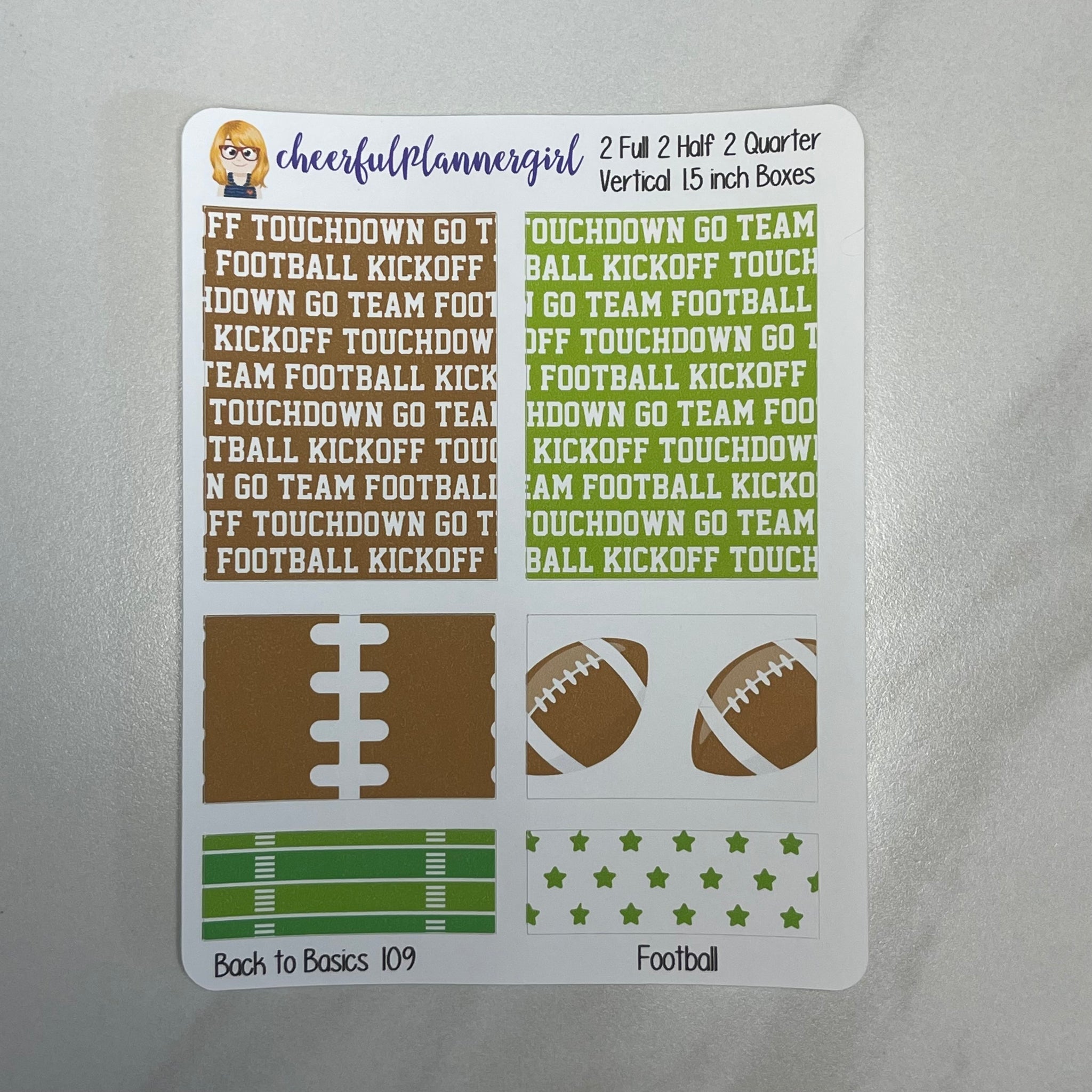 Football Planner Stickers Game Day Back to Basics